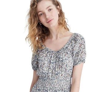 Madewell Smocked Floral Peasant Dress